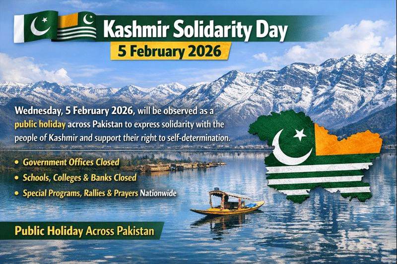 5 February 2026 Kashmir Day Holiday