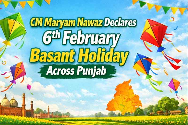 CM Maryam Nawaz Declares 6th February Basant Holiday Across Punjab